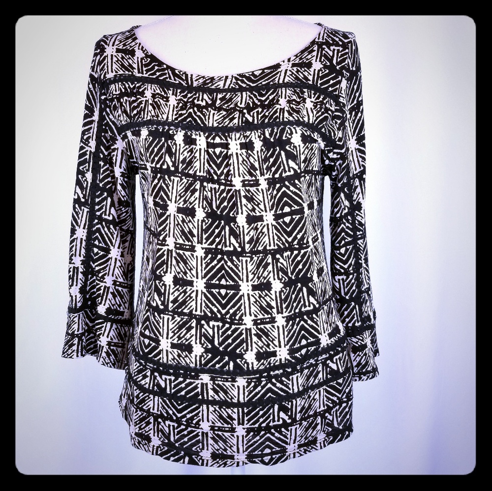 Lucky Brand 3/4 Sleeve peasant boho blouse